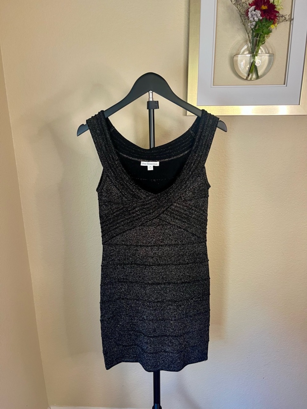 Sleeveless Shimmering Black Mini Dress